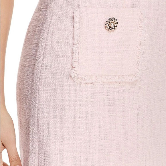 KARL LAGERFELD PARIS
Sleeveless Tonal Tweed Pocket Sheath Dress, Rose, Size 8 - Picture 3 of 7